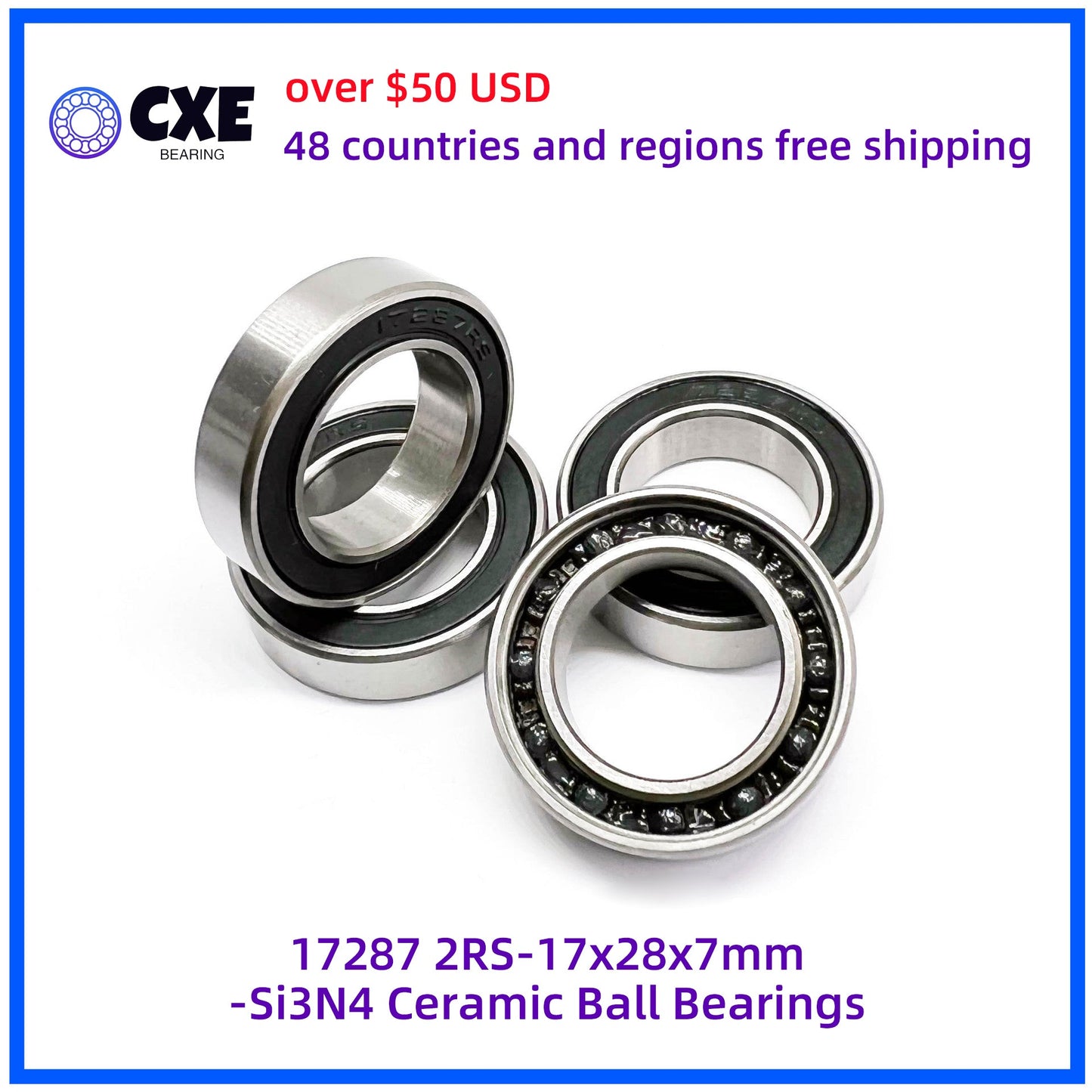 17287 2RS-17x28x7mm-Si3N4 Vòng bi gốm quả cầu