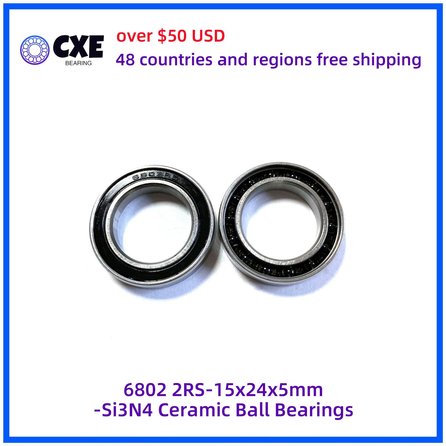 Rolamentos de Esferas de Cerâmica 6802 2RS-15x24x5mm-Si3N4