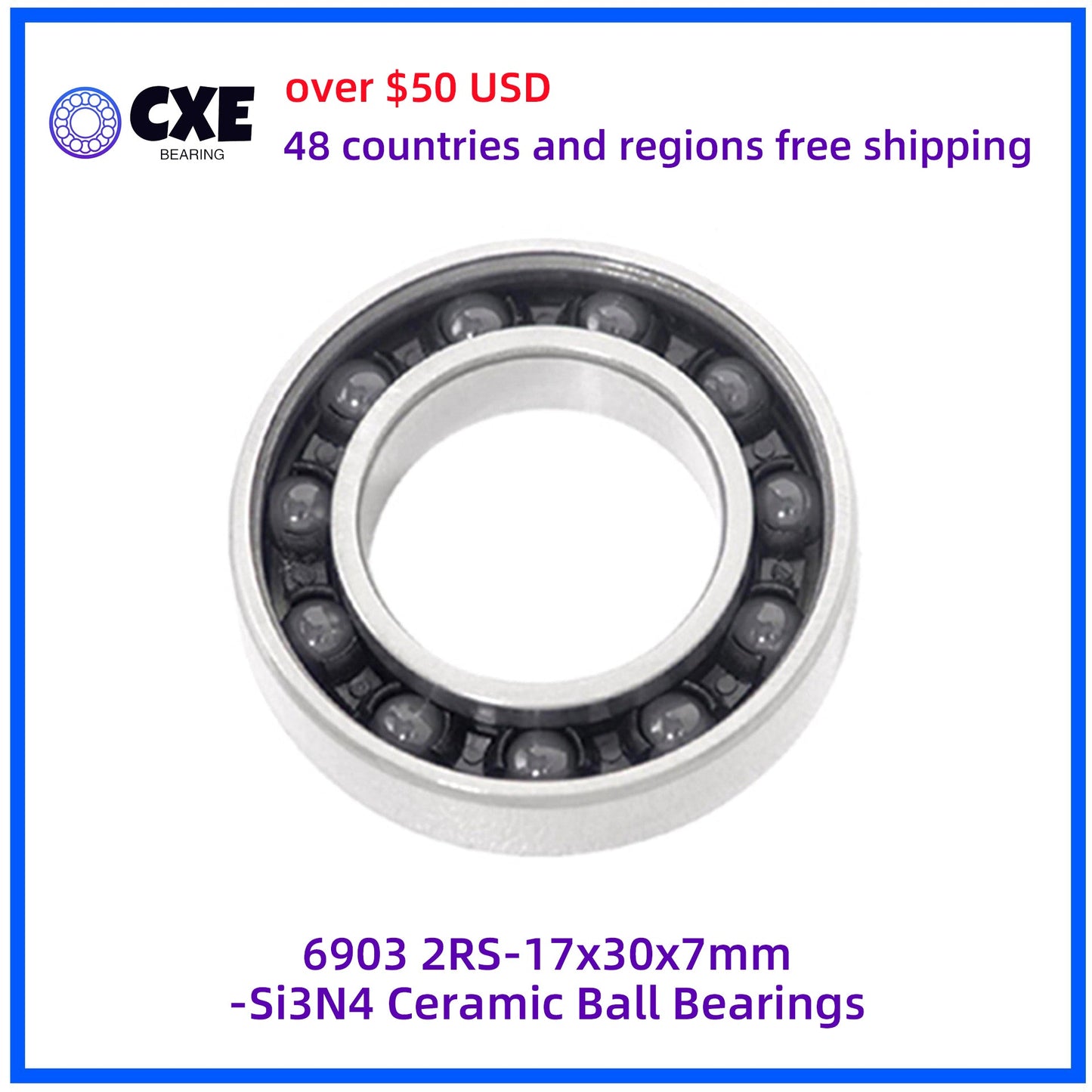 6903 2RS-17x30x7mm-Rolamentos de Esferas de Cerâmica Si3N4