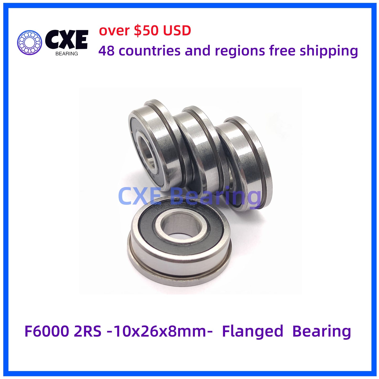 F6000 2RS -10x26x8mm- Flanged Bearing