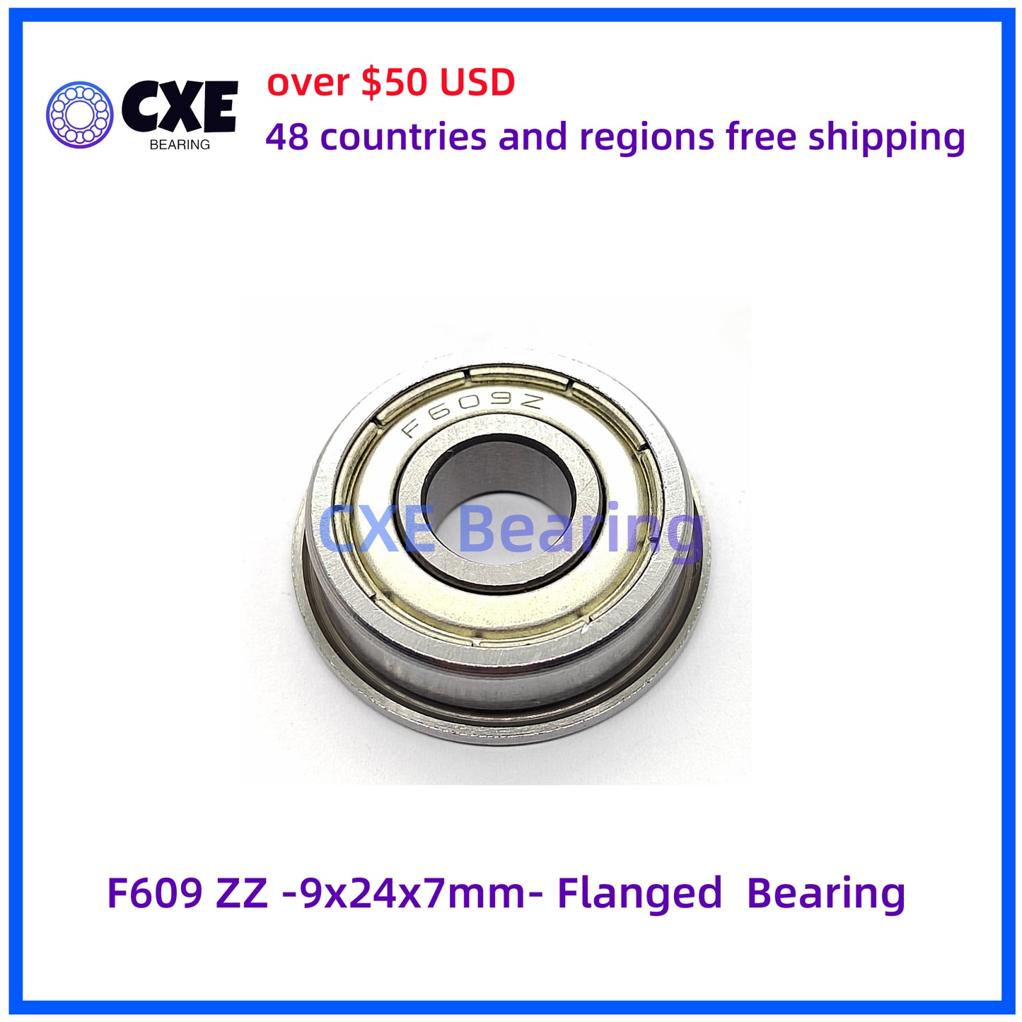 F609 ZZ -9x24x7mm- Flanged Bearing