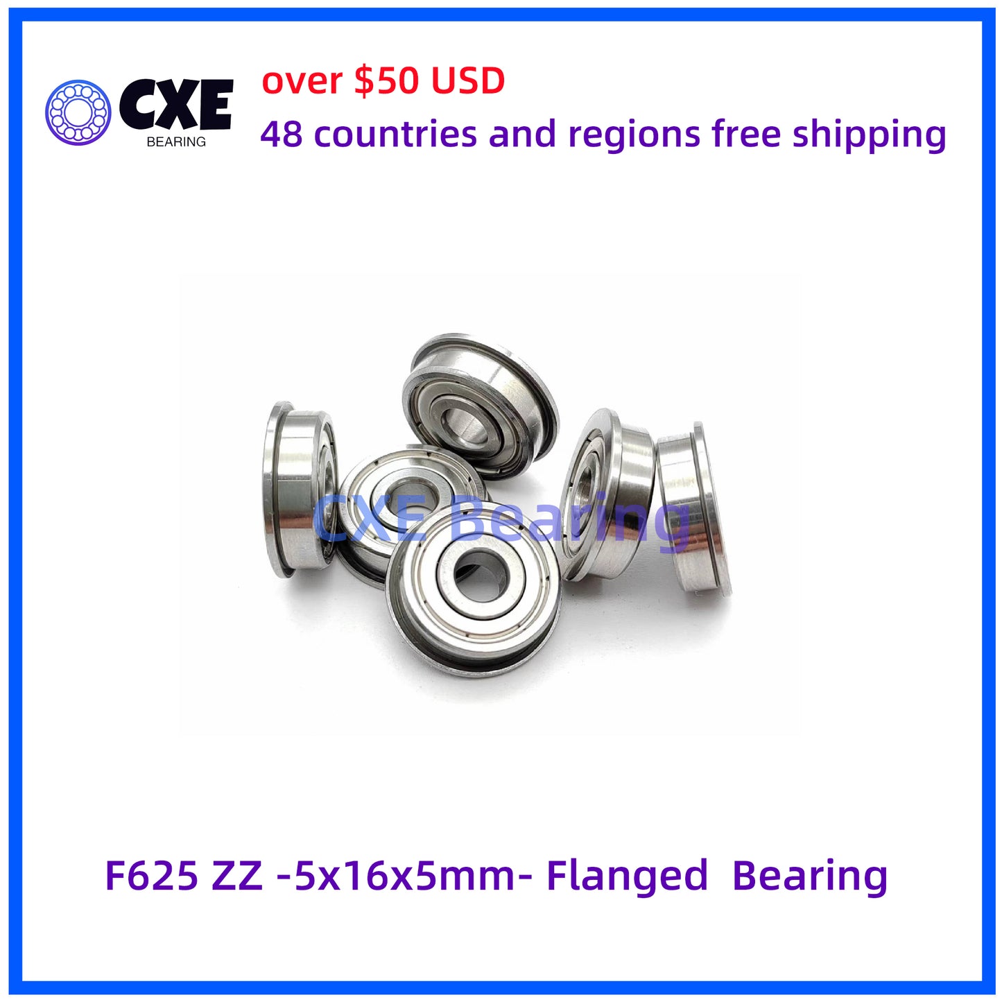F625 ZZ -5x16x5mm- Flanged Bearing