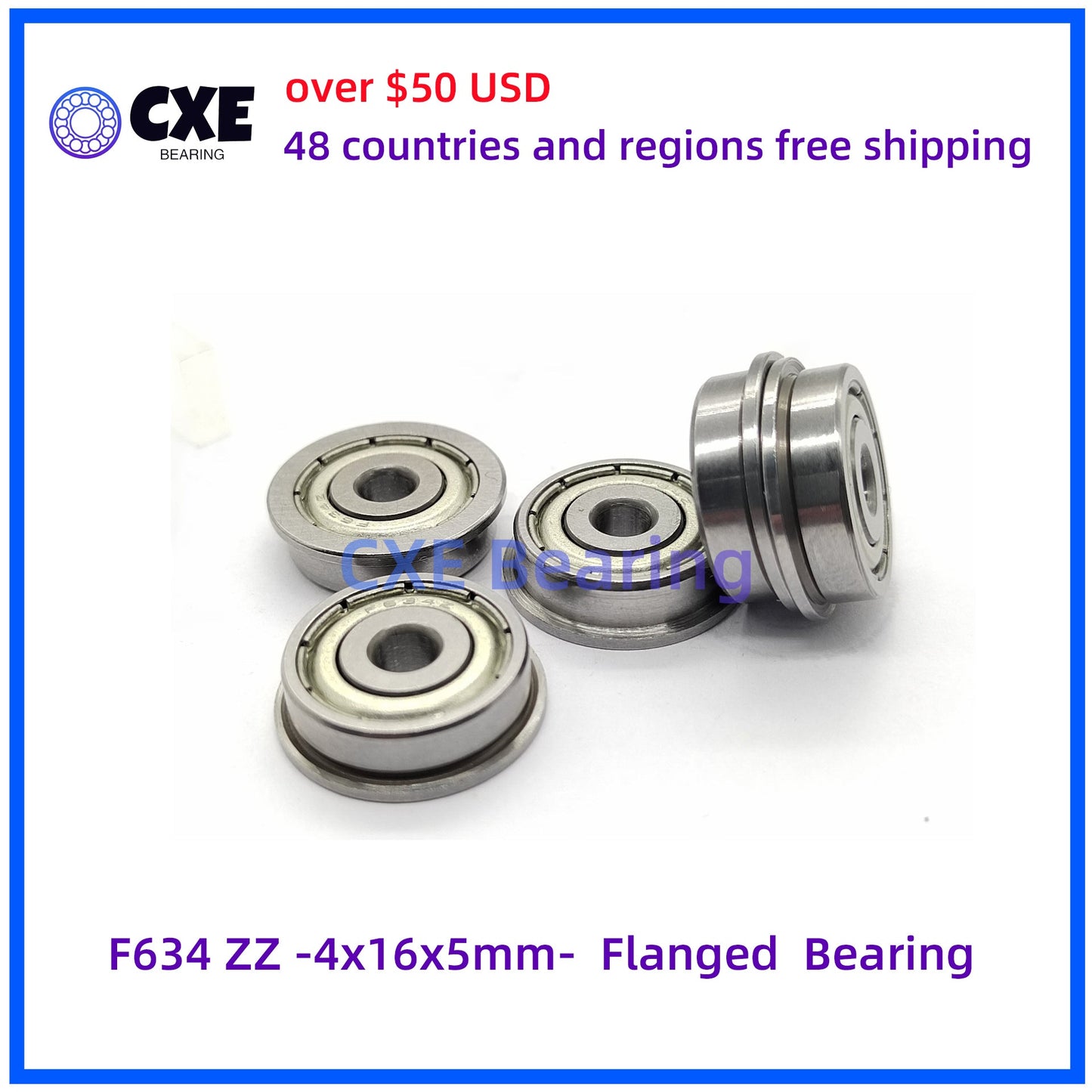 F634 ZZ -4x16x5mm- Flanged Bearing