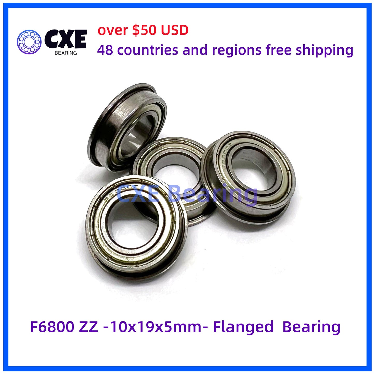 F6800 ZZ -10x19x5mm- Flanged Bearing