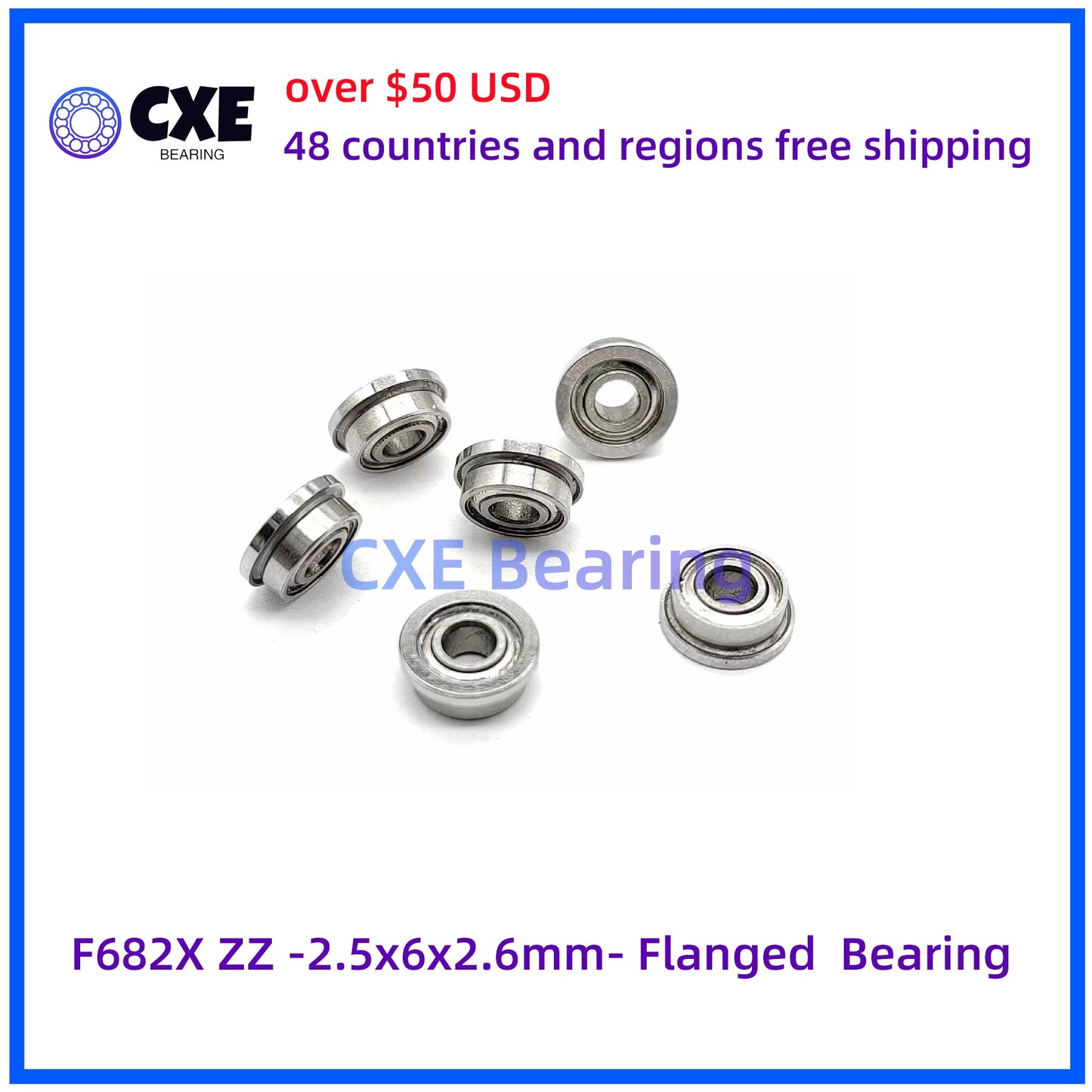 F682X ZZ -2.5x6x2.6mm- Flanged Bearing