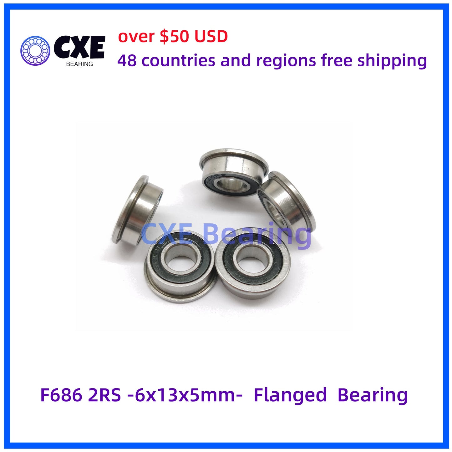 F686 2RS -6x13x5mm- Flanged Bearing