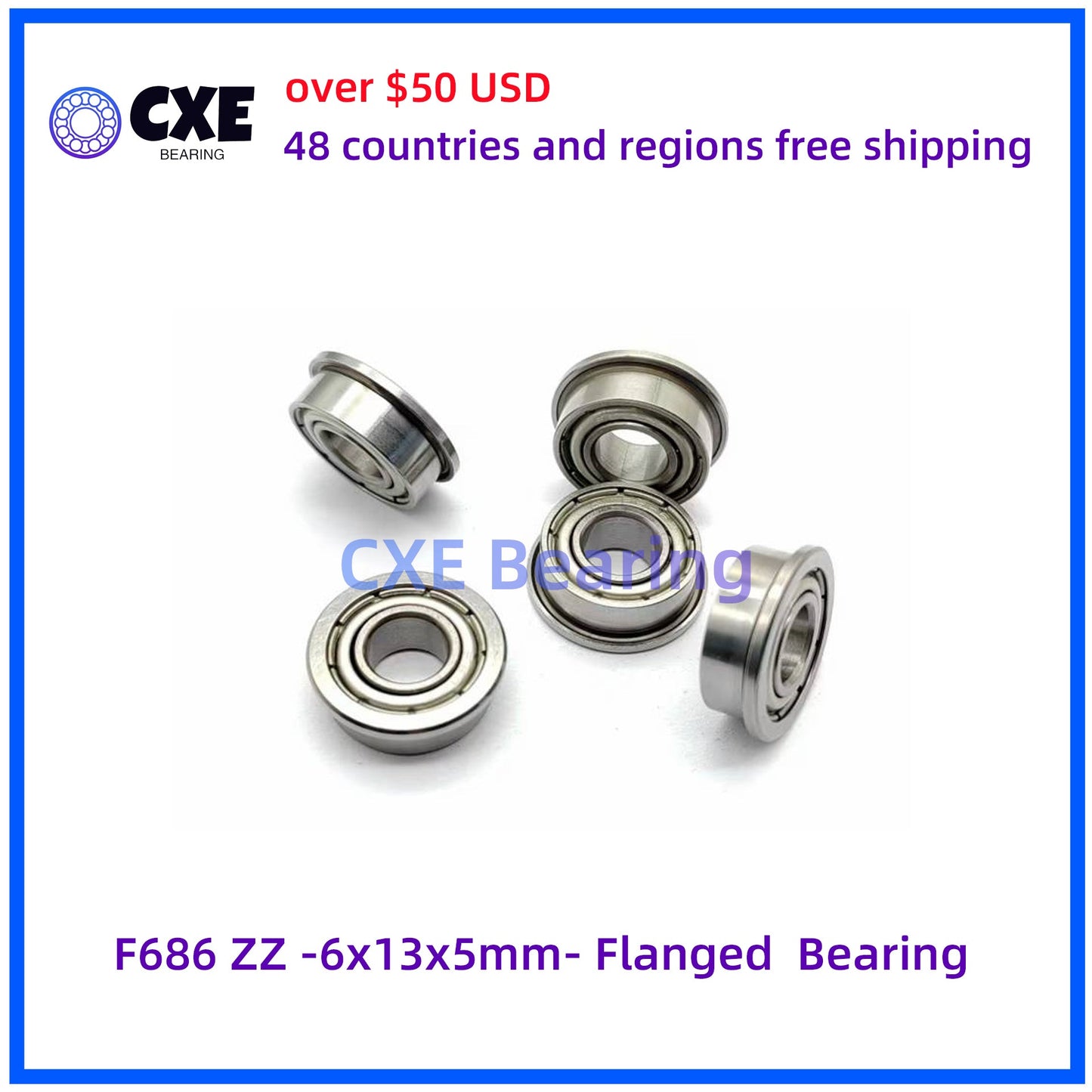 F686 ZZ -6x13x5mm- Flanged Bearing