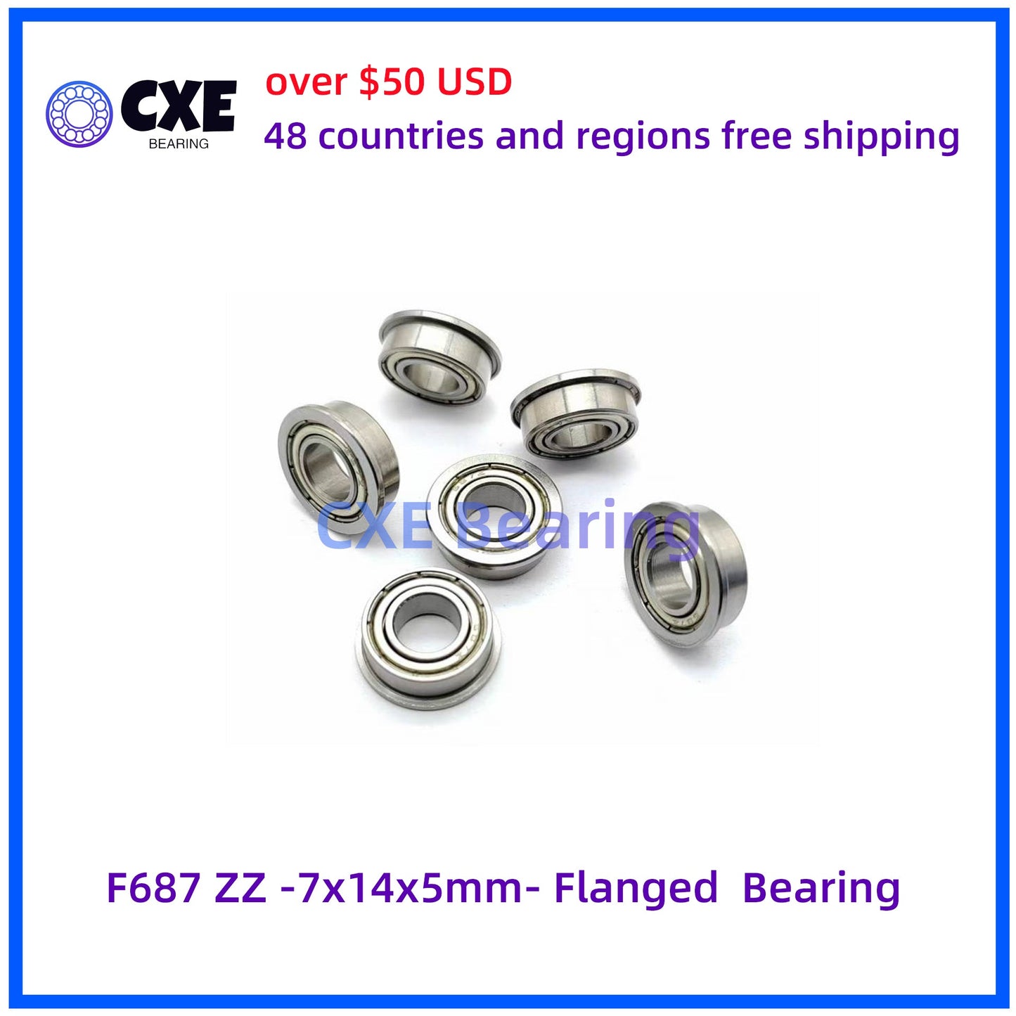 F687 ZZ -7x14x5mm- Flanged Bearing