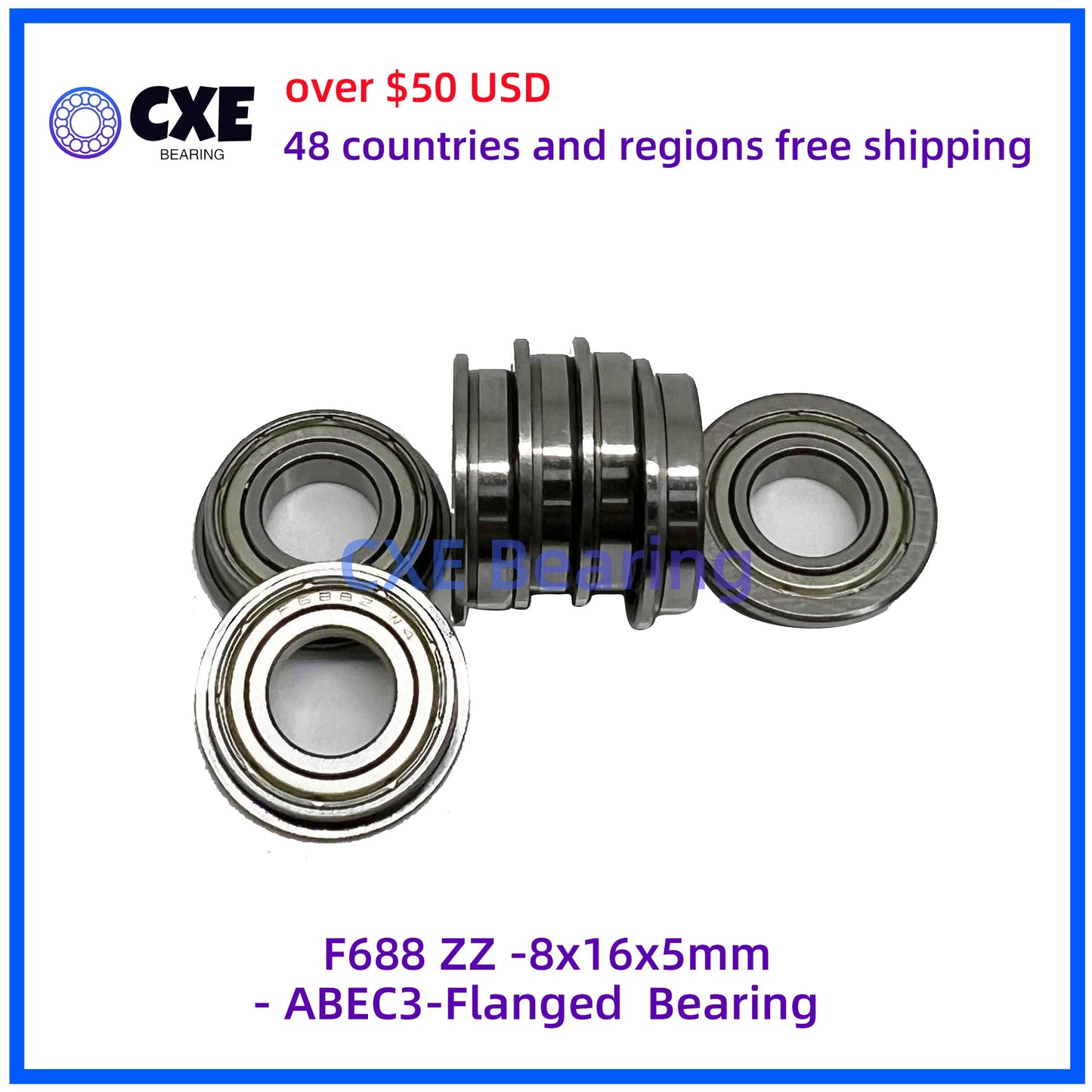 F688 ZZ -8x16x5mm- ABEC3-Flanged Bearing