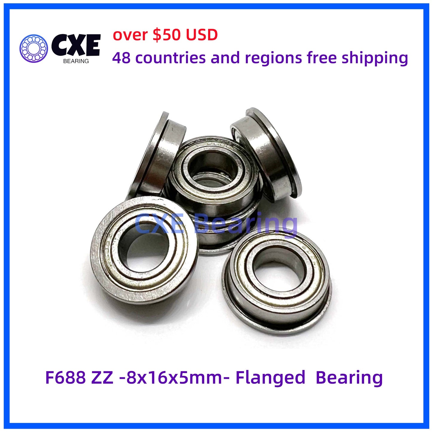 F688 ZZ -8x16x5mm- Flanged Bearing