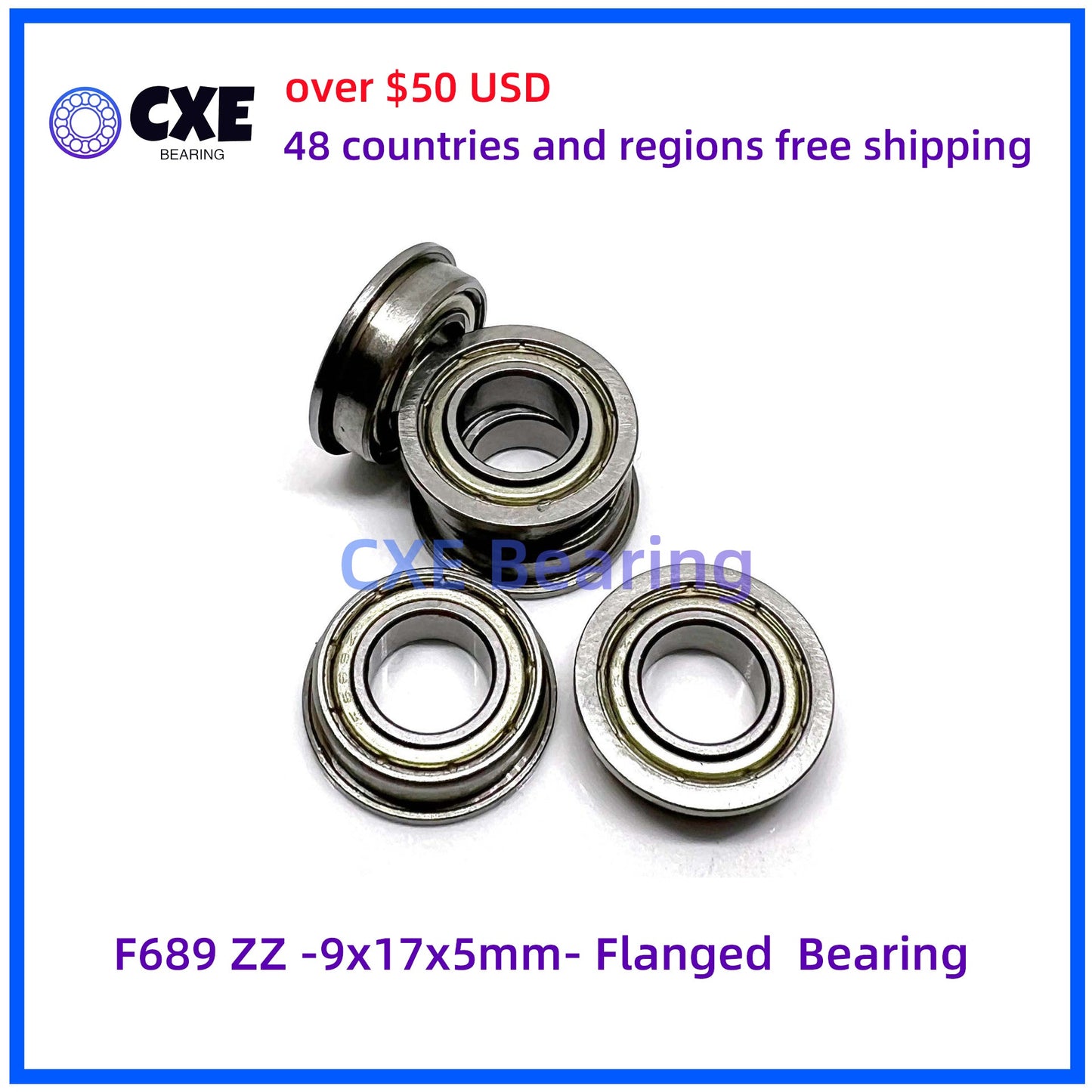 F689 ZZ -9x17x5mm- Flanged Bearing