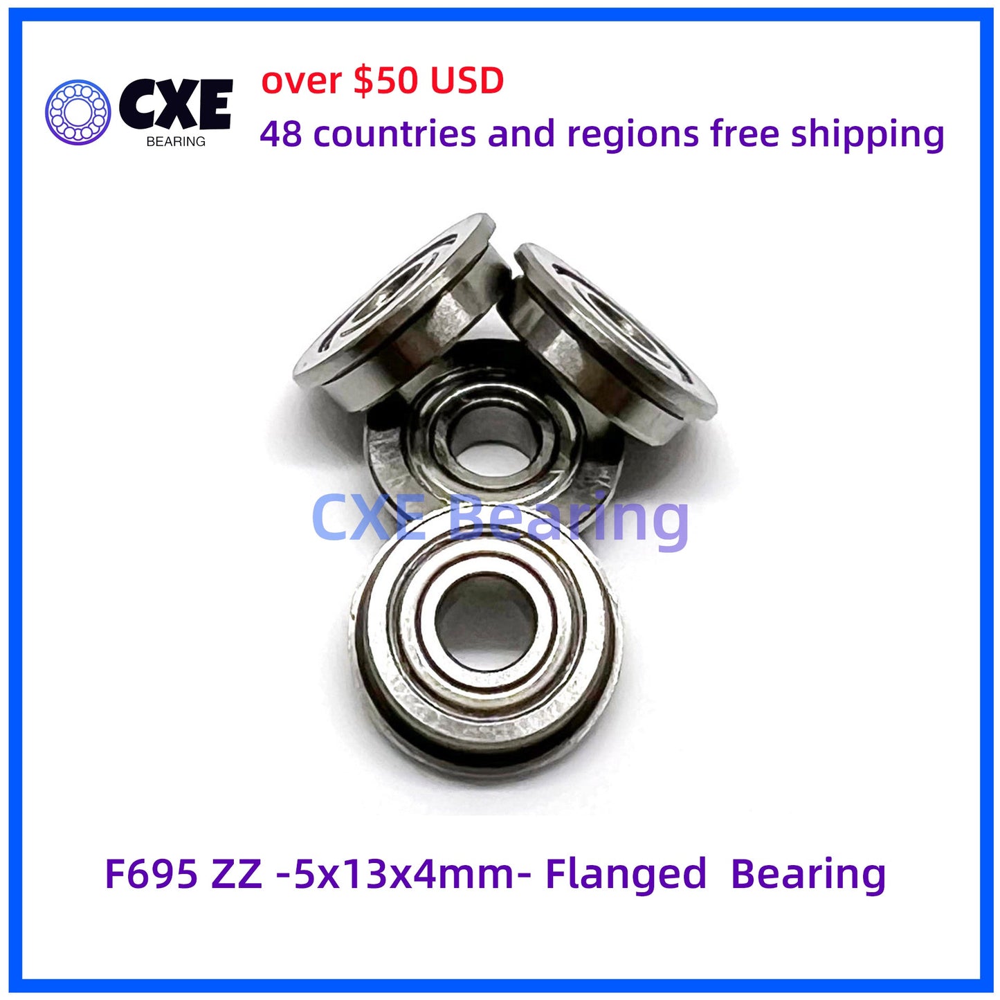 F695 ZZ – 5x13x4mm Flanged Ball Bearing | CXE Bearing