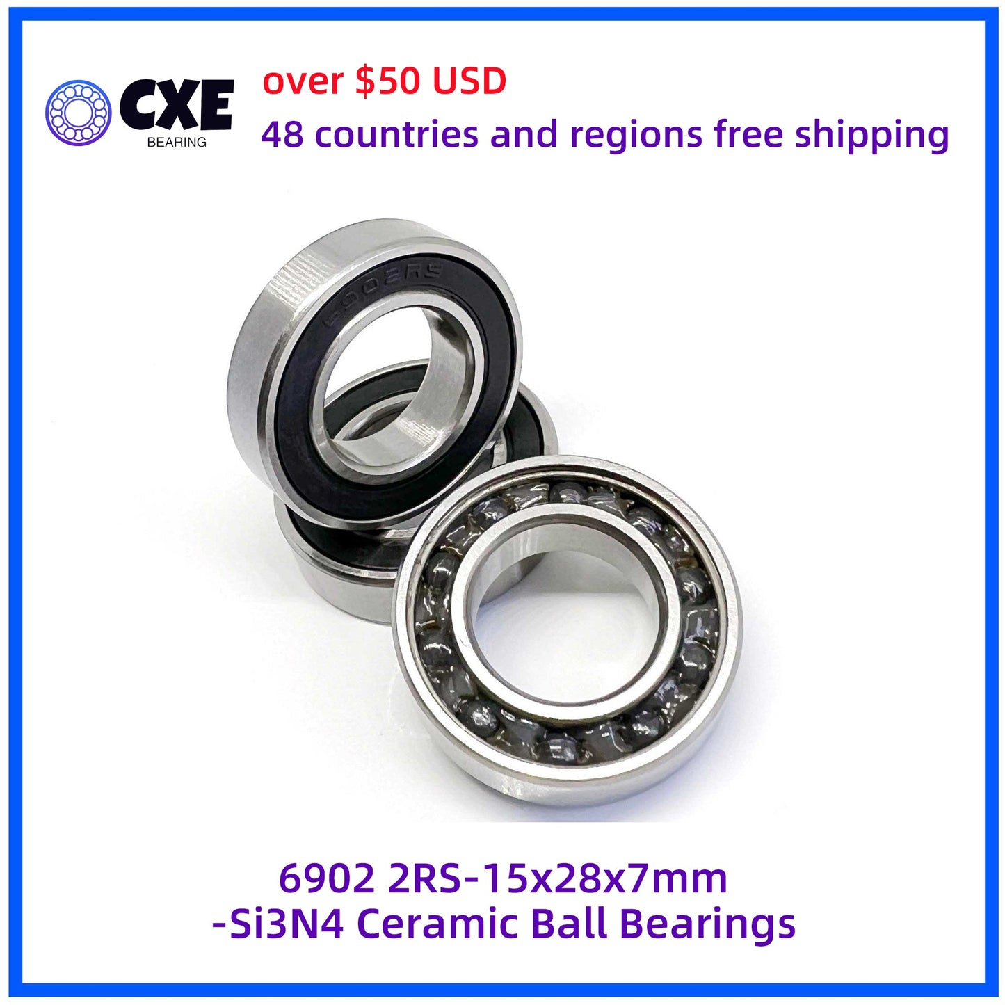Rolamentos de Esferas de Cerâmica 6902 2RS-15x28x7mm-Si3N4