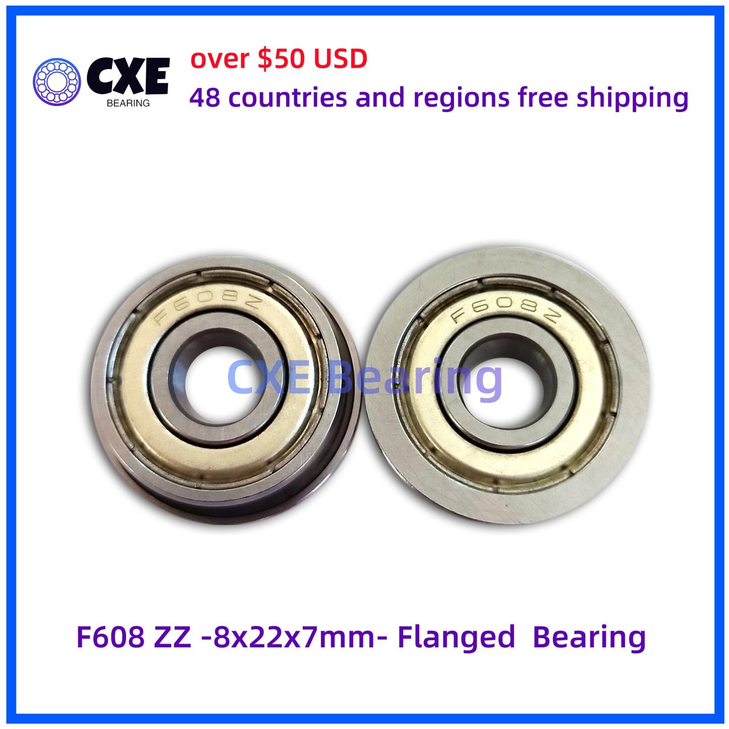 F608 ZZ -8x22x7mm- Flanged  Bearing