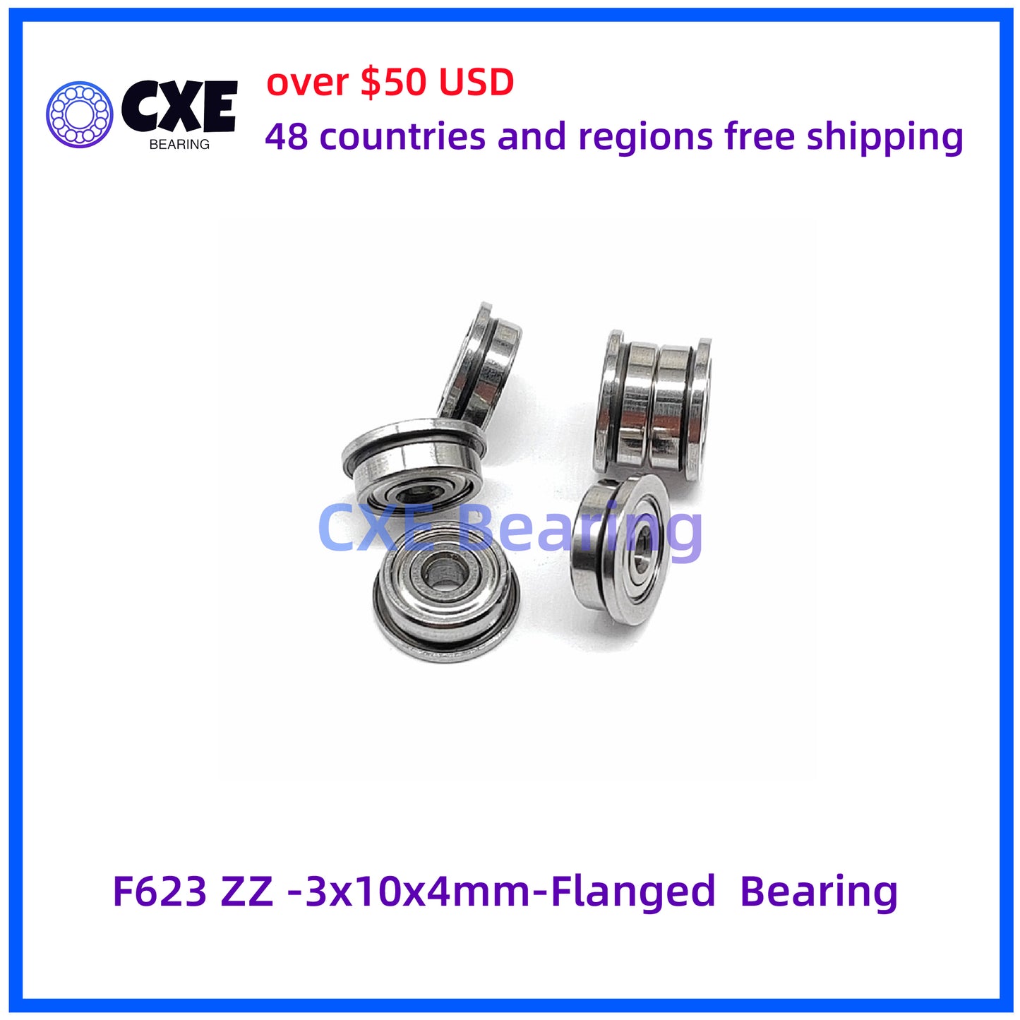 F623 ZZ -3x10x4mm-Flanged  Bearing