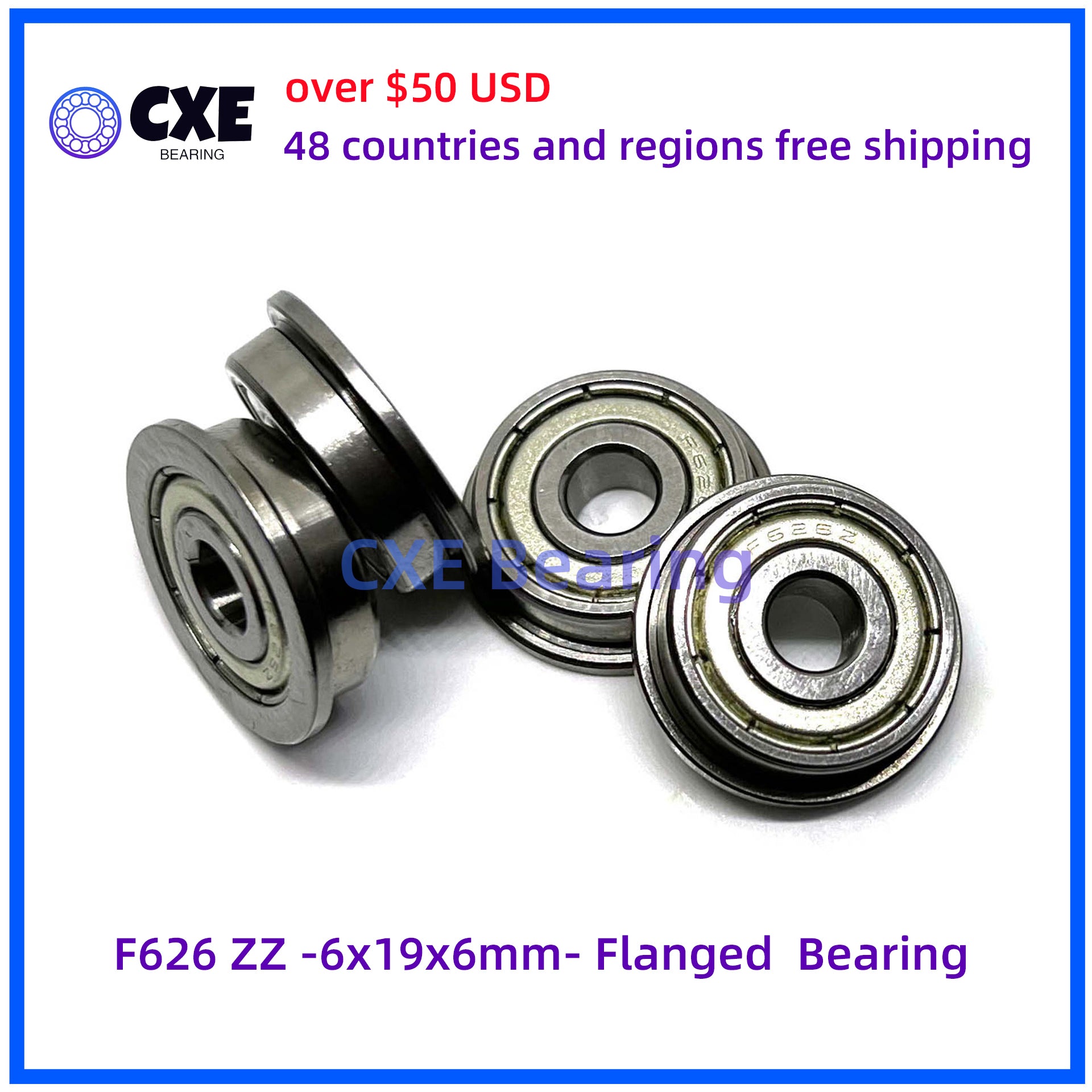F626 ZZ -6x19x6mm- Flanged  Bearing