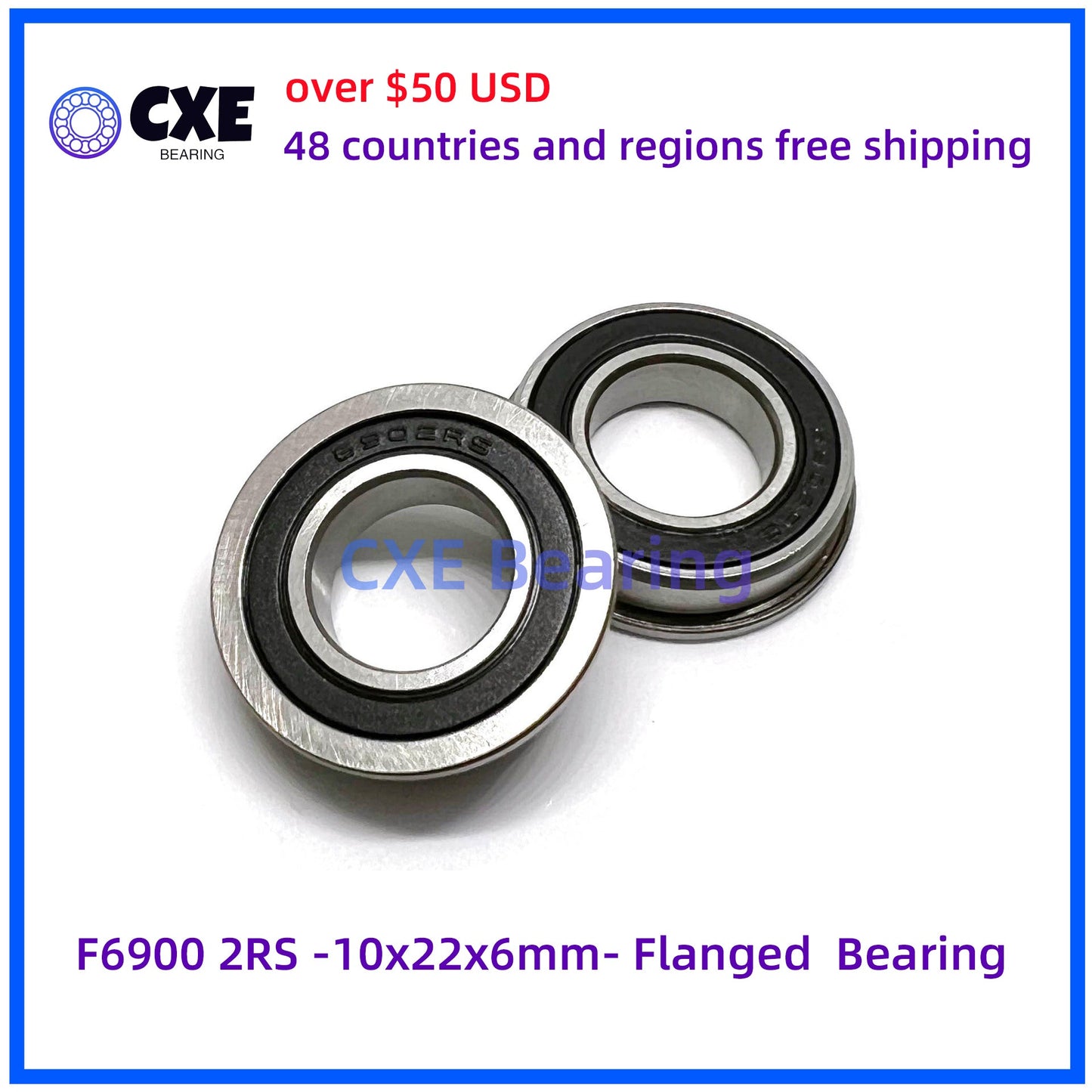F6900 2RS -10x22x6mm- Rolamento Flangeado
