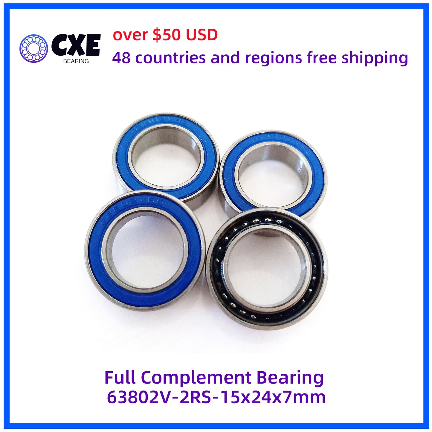 Rolamento de Complemento Completo 63802V-2RS-15x24x7mm