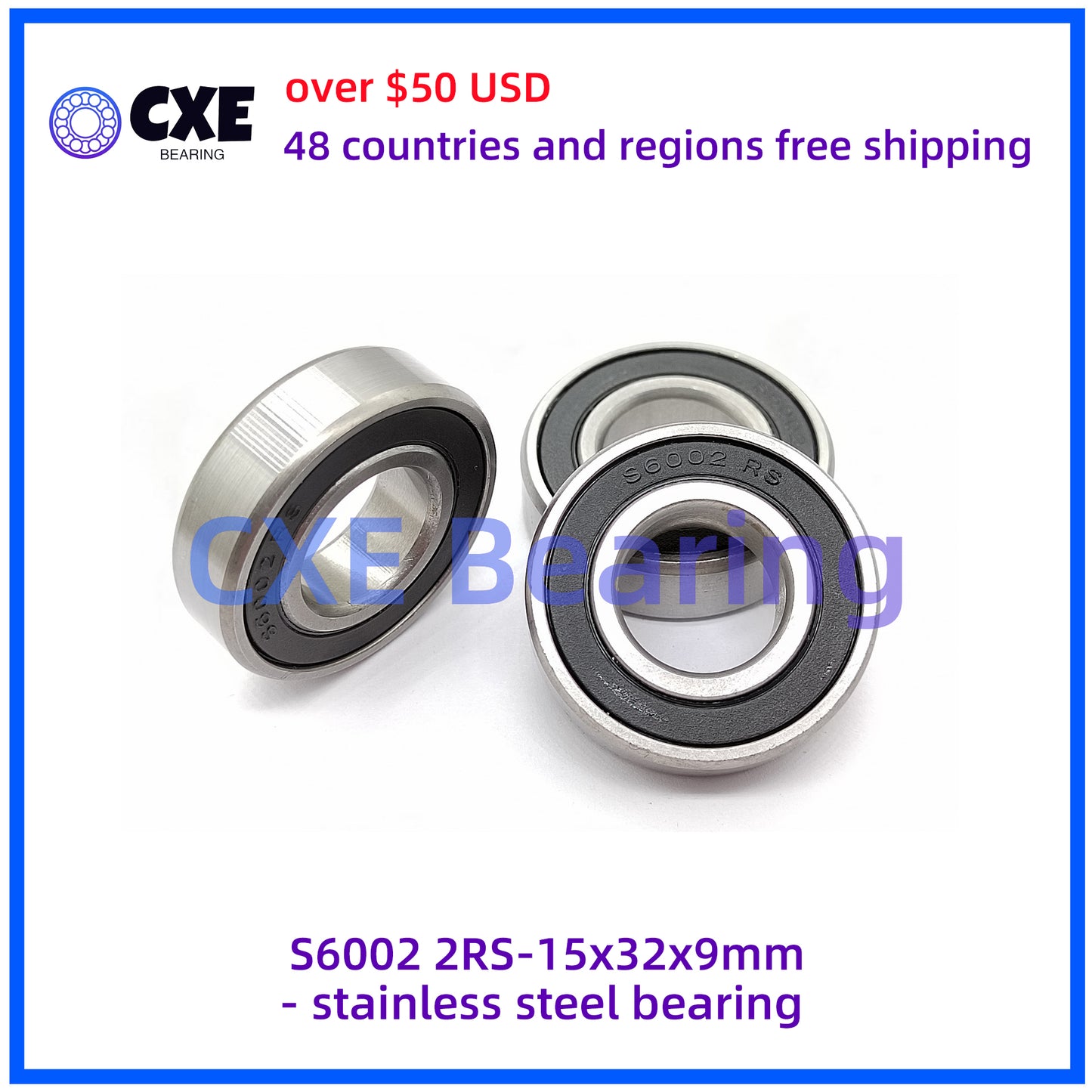 S6002 2RS-15x32x9mm - vòng bi thép không gỉ