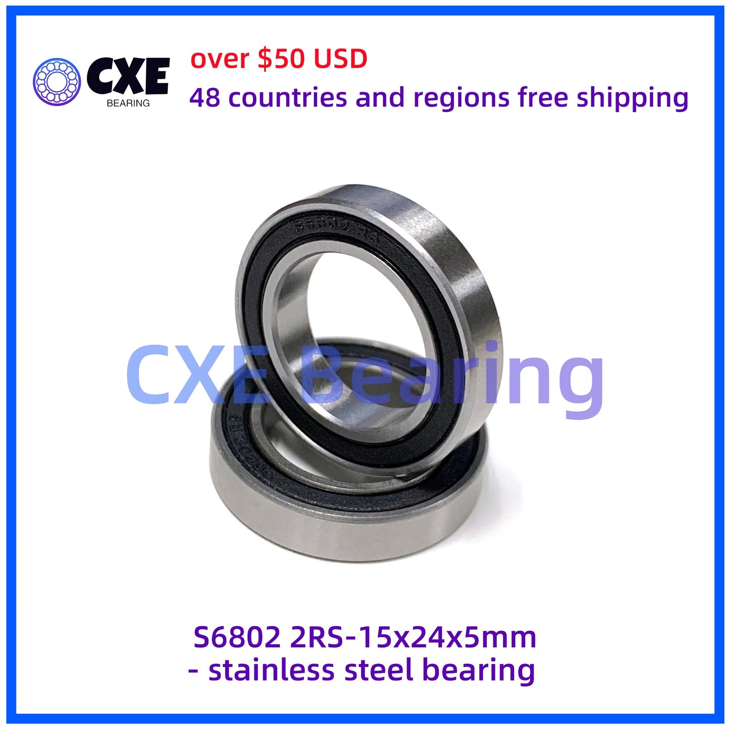 S6802 2RS 15mm*24mm*5mm Vòng bi thép không gỉ