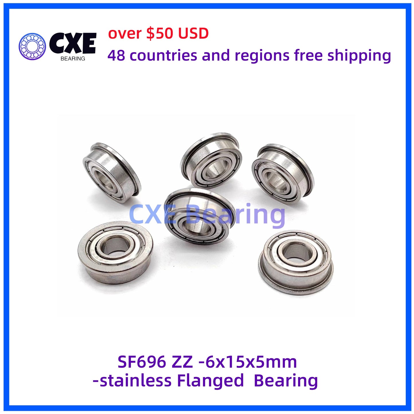 SF696 ZZ -6x15x5mm Đệm trượt lồi thép không gỉ